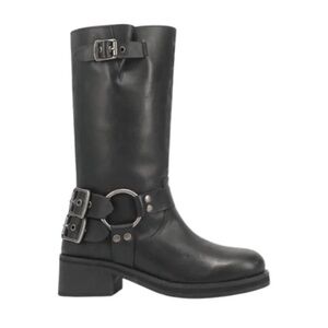 Dingo Black Moto Boots with Buckle Detail